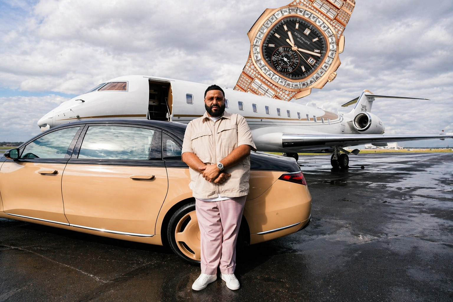 DJ Khaled Flexes $800K Patek Philippe, Private Jet & Virgil Abloh Maybach