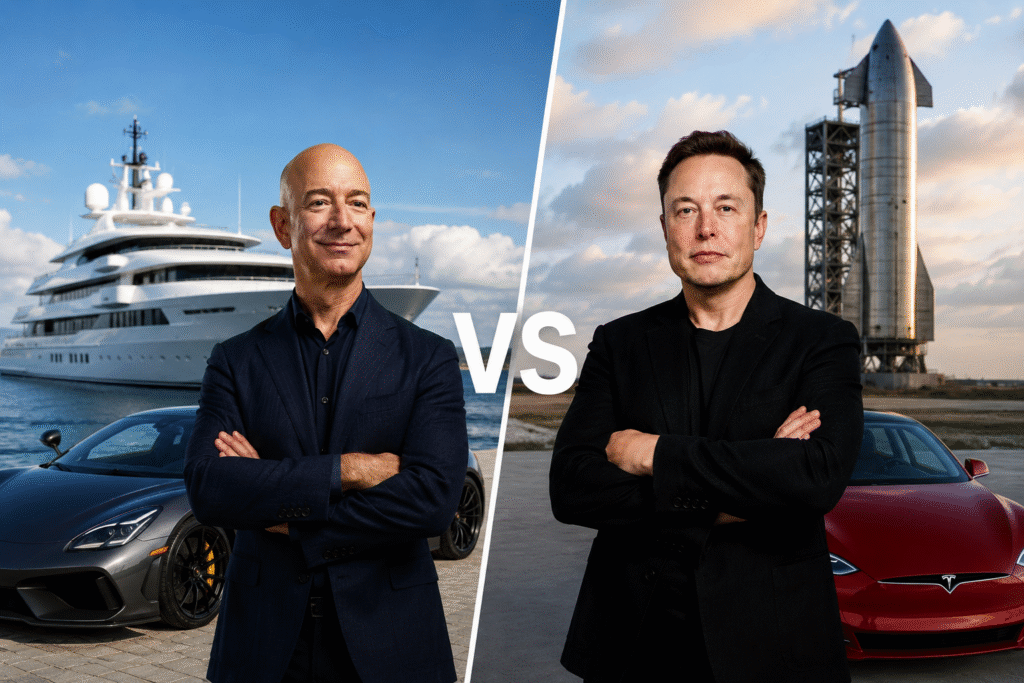 Jeff Bezos Elaon Musk luxury assets 2026