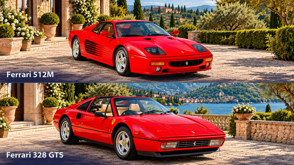 Classic Ferraris in a Tuscan Villa Courtyard