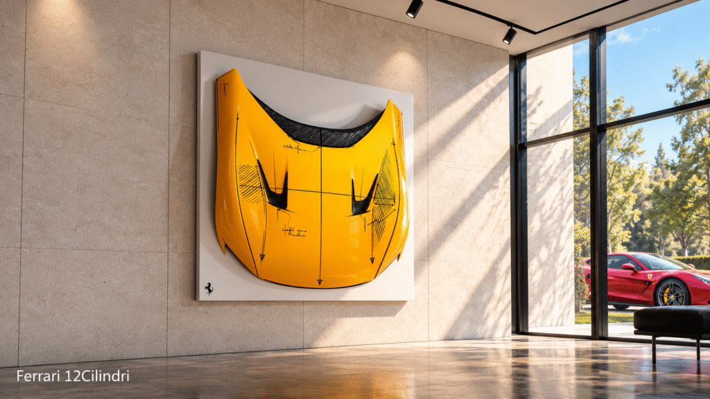 Ferrari Hood Sculpture in Sunlit Gallery