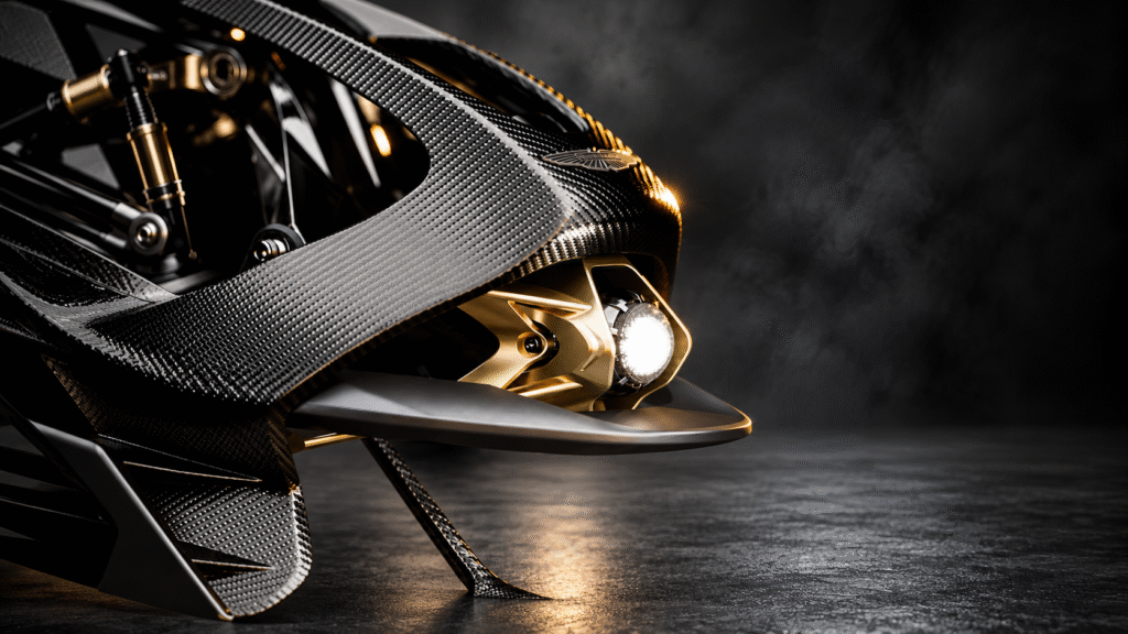 Futuristic Carbon Fiber Headlight Close-Up