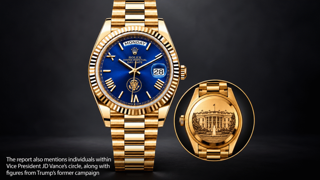 Gold Luxury Watch with White House Caseback